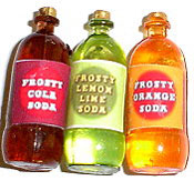 Dollhouse Miniature Soda Set - 2Liter, Cola, Lemon lime, Orange, R Beer